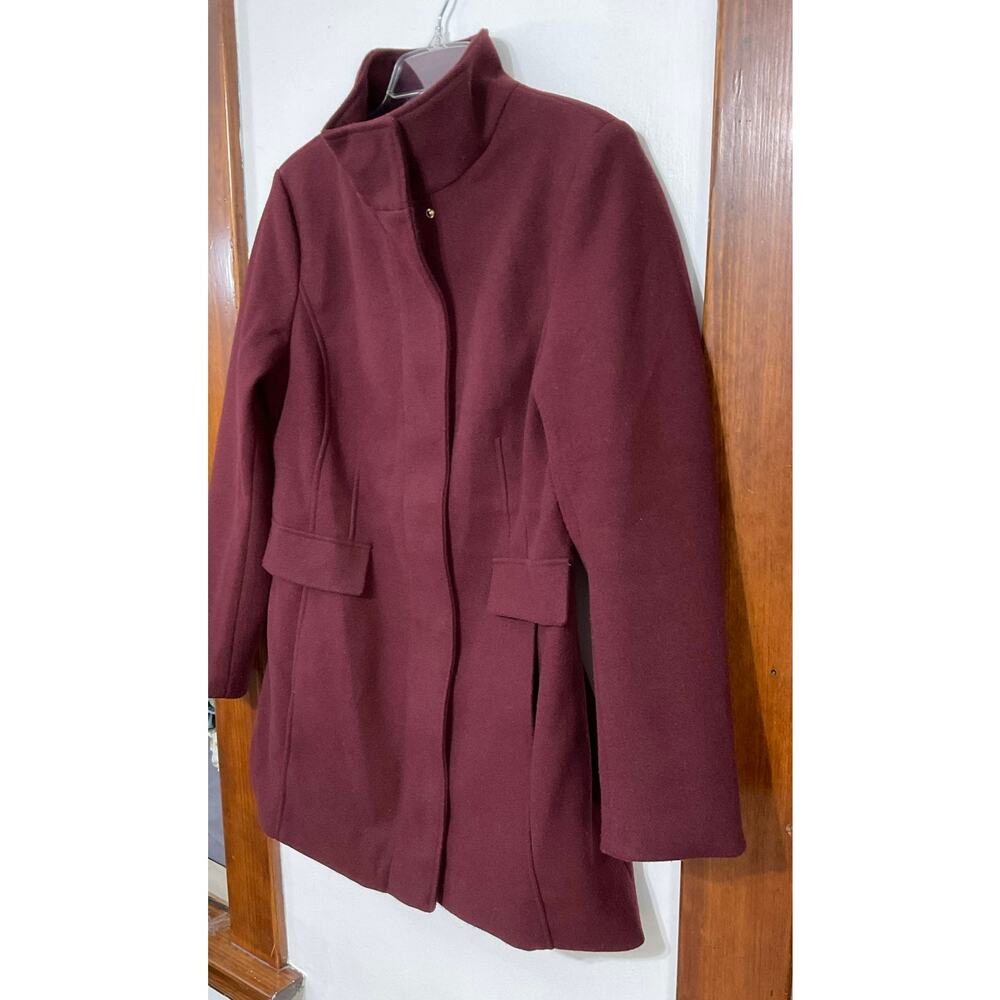 Vince Camuto Womens Full Zip Jacket Coat Dark Red Size Medium High Neck Pockets - Picture 4 of 10